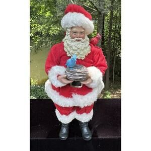 Adorable Vintage 10” Nature Bird House Santa Claus Blue Bird & Red Cardinal